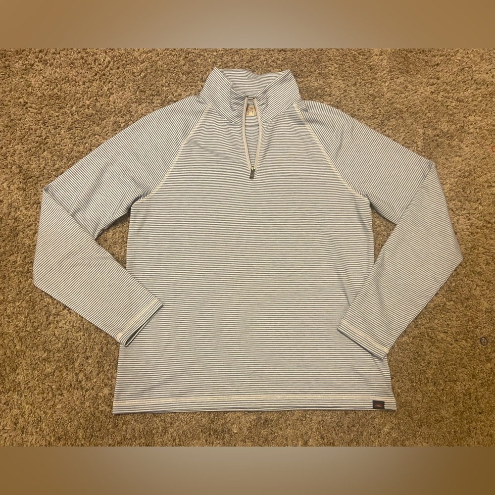 Faherty Golf MOVEMENT QUARTER ZIP MADAKET White Light Blue